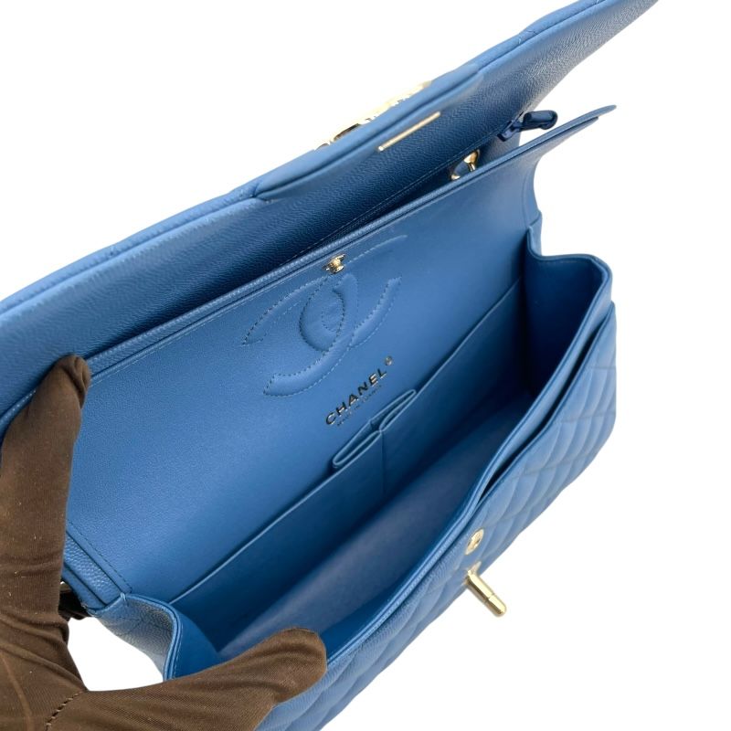 CHANEL Matelassé 25 Light Blue Caviar Skin Shoulder Bag