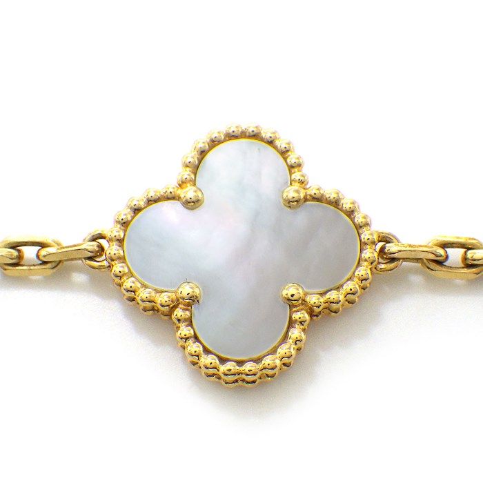 Van Cleef & Arpels Vintage Alhambra 5 Motif Bracelet in K18YG & White Shell