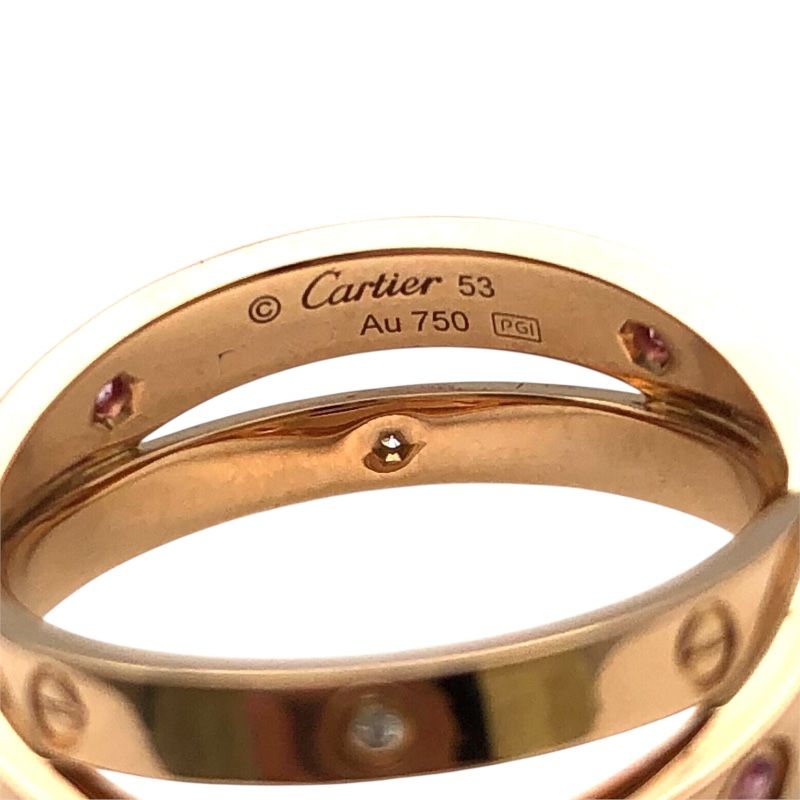 Cartier Bee Love Ring in K18 Pink Gold with Diamonds & Pink Sapphires