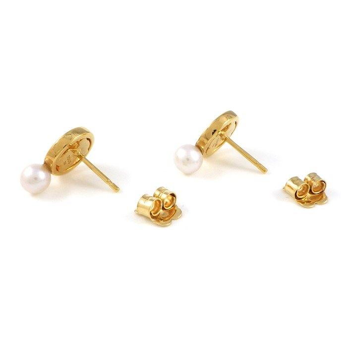 TOUS Bear Motif Pearl Earrings in K18 Pink Gold - Exquisite Craftsmanship