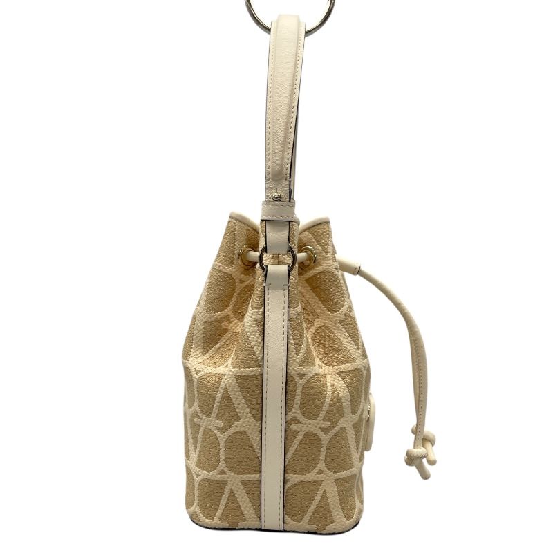 Valentino Mini Bucket Bag in Beige Canvas - Exquisite Craftsmanship