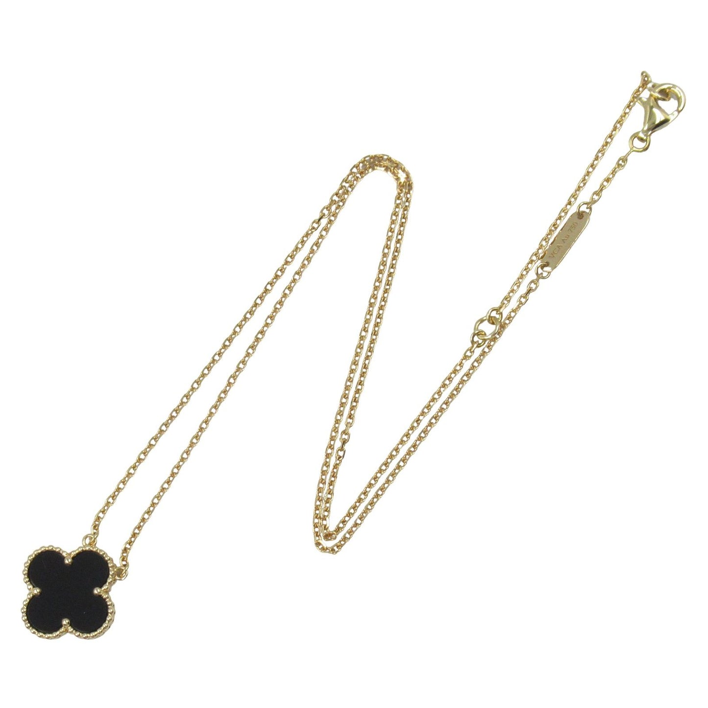 Van Cleef & Arpels Vintage Alhambra Onyx Necklace in 18K Yellow Gold