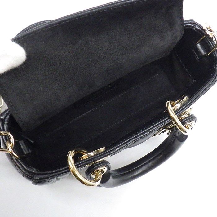 Dior Lady D-Joy Micro Shoulder Bag in Black Lambskin