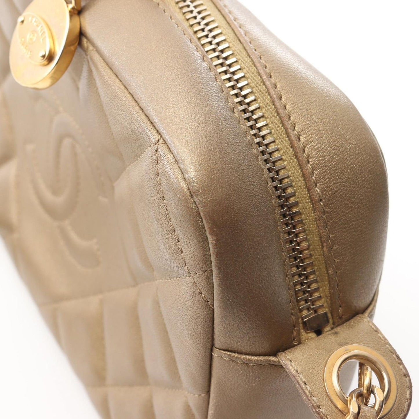 CHANEL Matelassé Camera Bag in Gold Lambskin - Exquisite Luxury