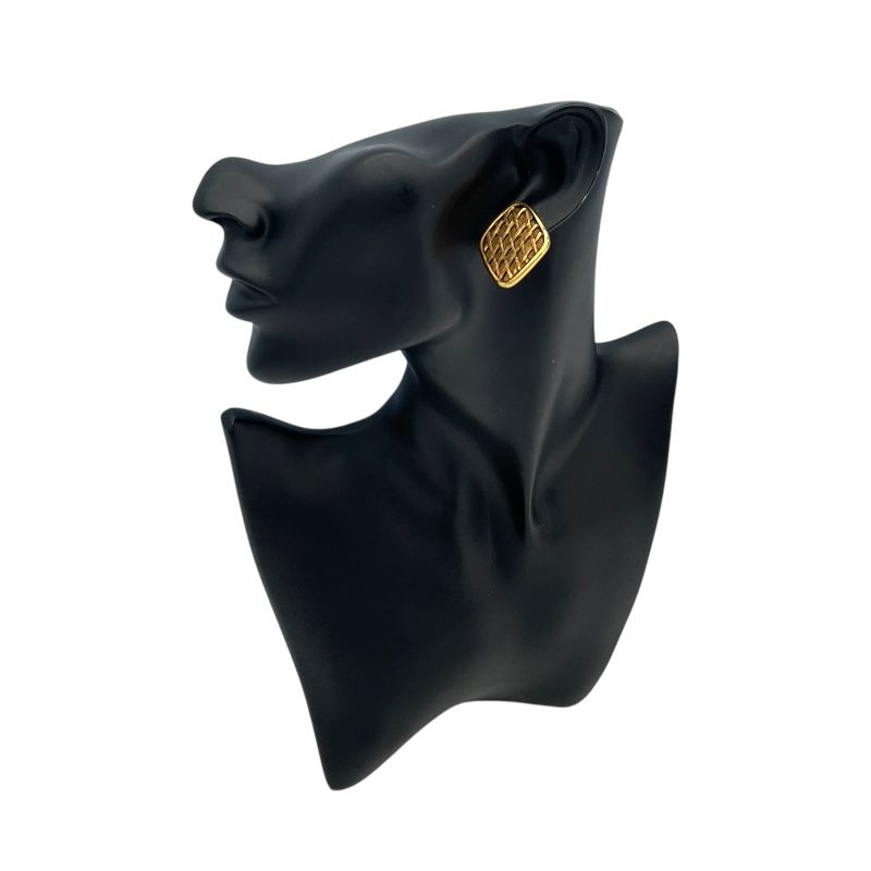 CHANEL Matelassé Gold Metal Earrings - Timeless Elegance