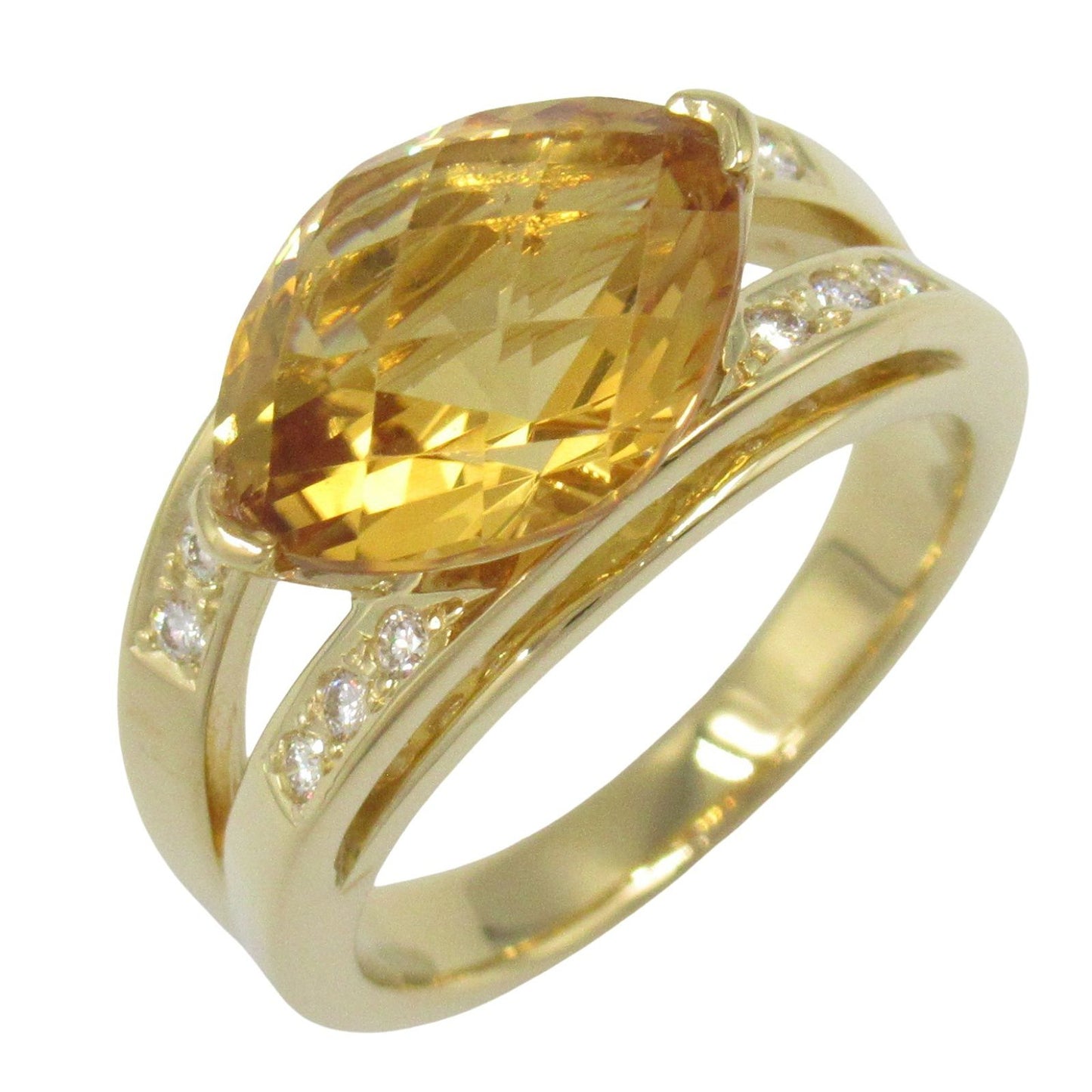 TASAKI Citrine & Diamond Ring in 18K Yellow Gold - Size 11