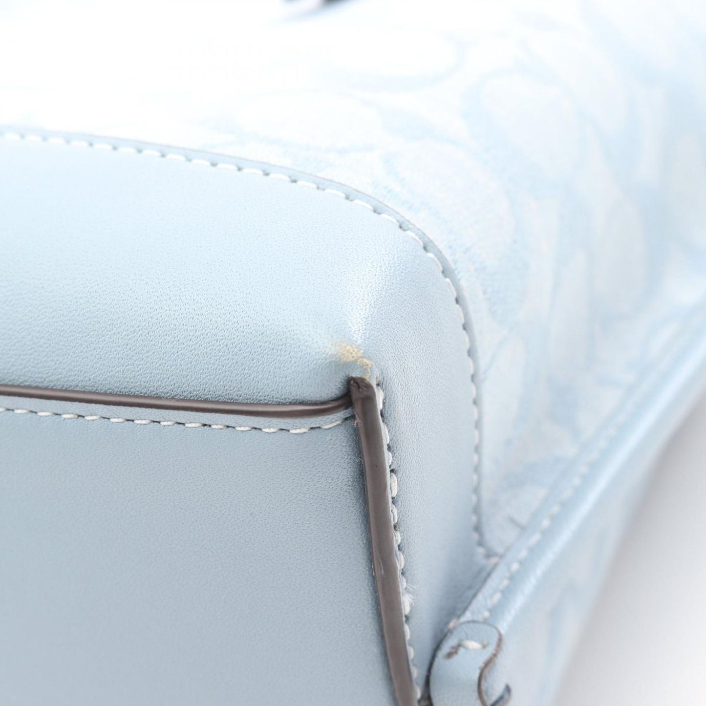 COACH Molly Tote 25 Signature Chambray Handbag - Blue Canvas & Leather