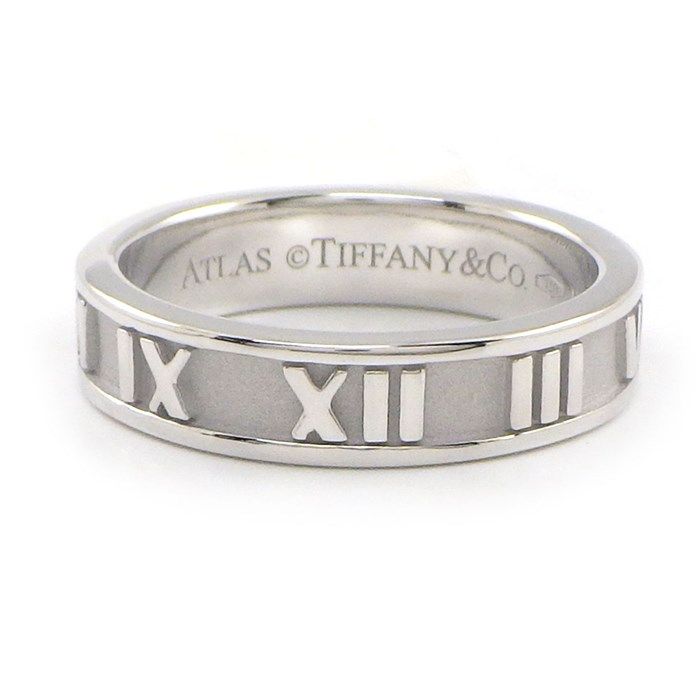 Tiffany & Co. Atlas Narrow Ring in K18 White Gold - Size 9