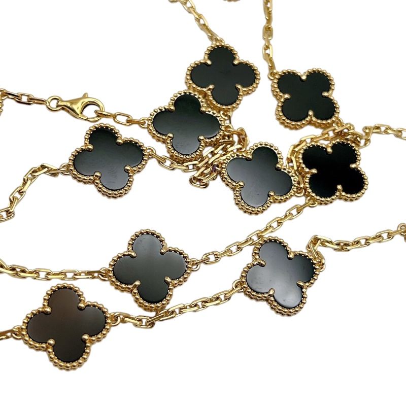 Van Cleef & Arpels Vintage Alhambra Long Necklace in K18 Gold & Onyx