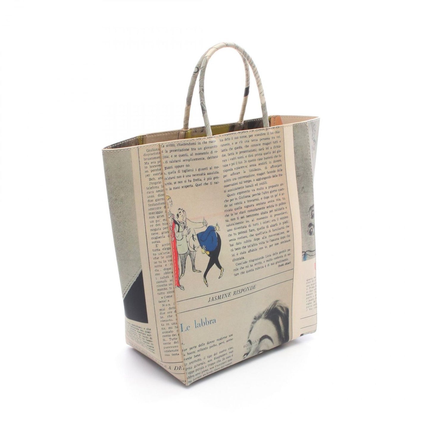 Bottega Veneta Multi-Color Leather Newspaper Tote Bag