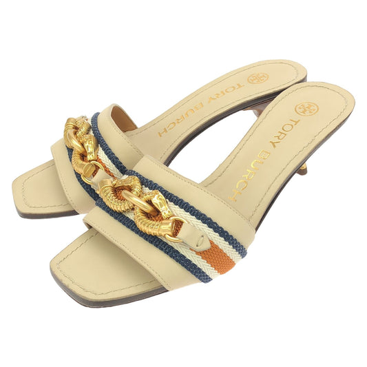 Tory Burch Beige Leather Mules - Elegant & Timeless Design