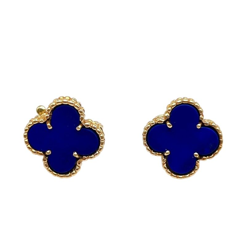 Van Cleef & Arpels Vintage Alhambra Earrings in K18 Gold & Lapis Lazuli