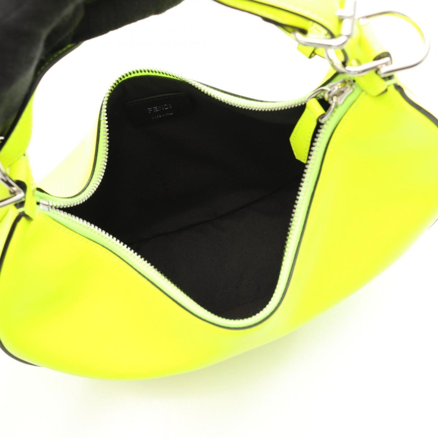 FENDI Graphite Small Handbag in Neon Yellow Leather