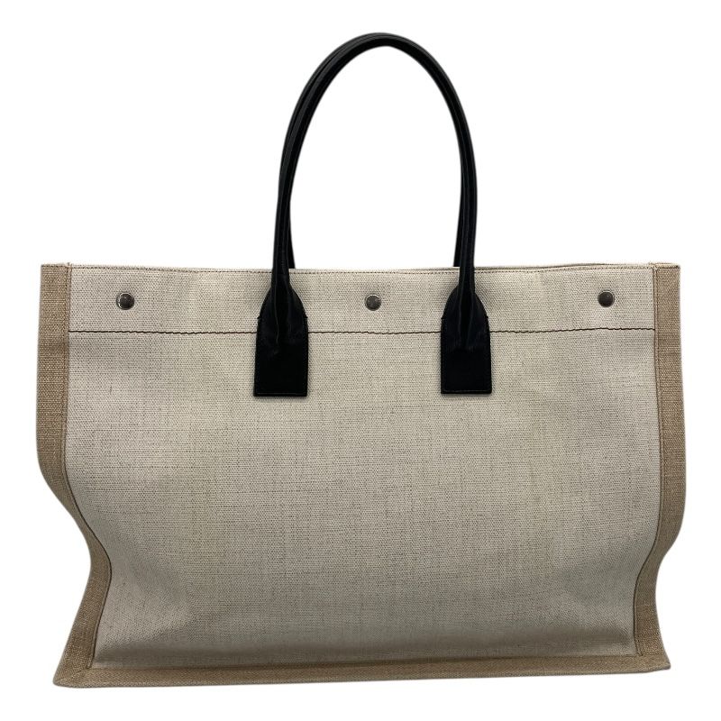 SAINT LAURENT Rive Gauche Tote in Beige Canvas & PVC - Unisex