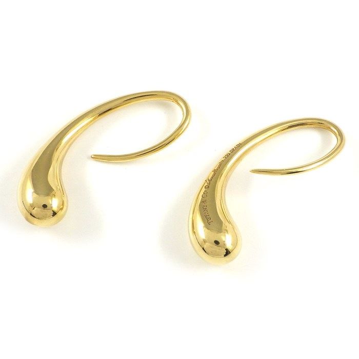 Tiffany & Co. K18YG Teardrop Hook Earrings - Exquisite Elegance