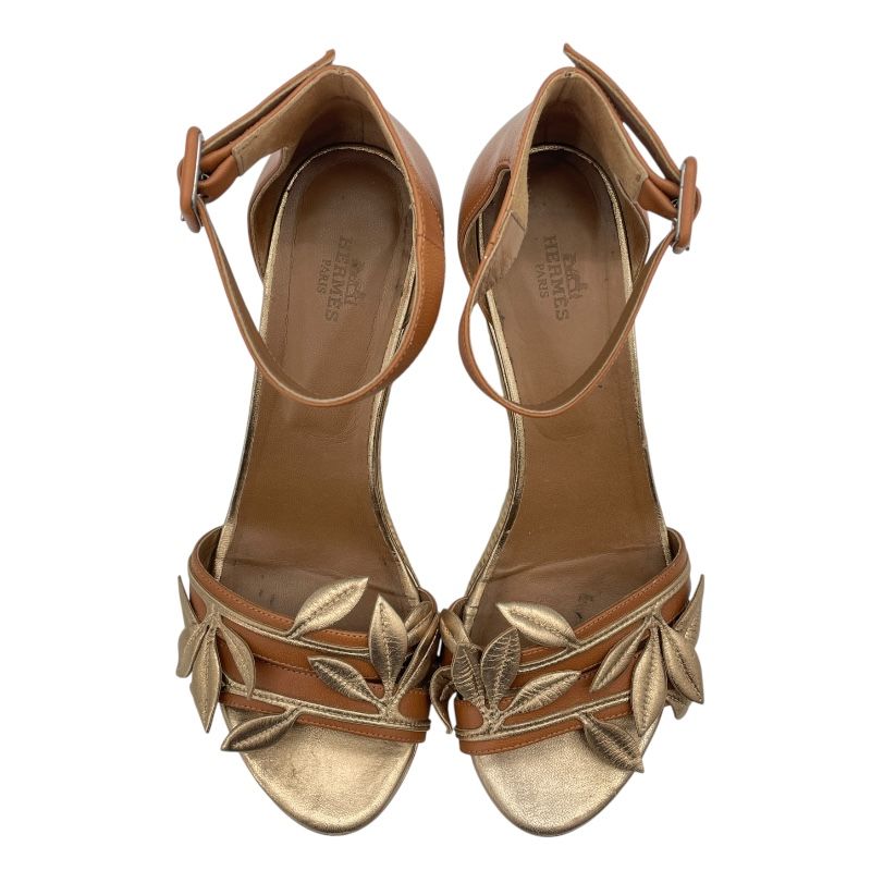 HERMES Brown Espadrille Sandals for Women - Size 37.5