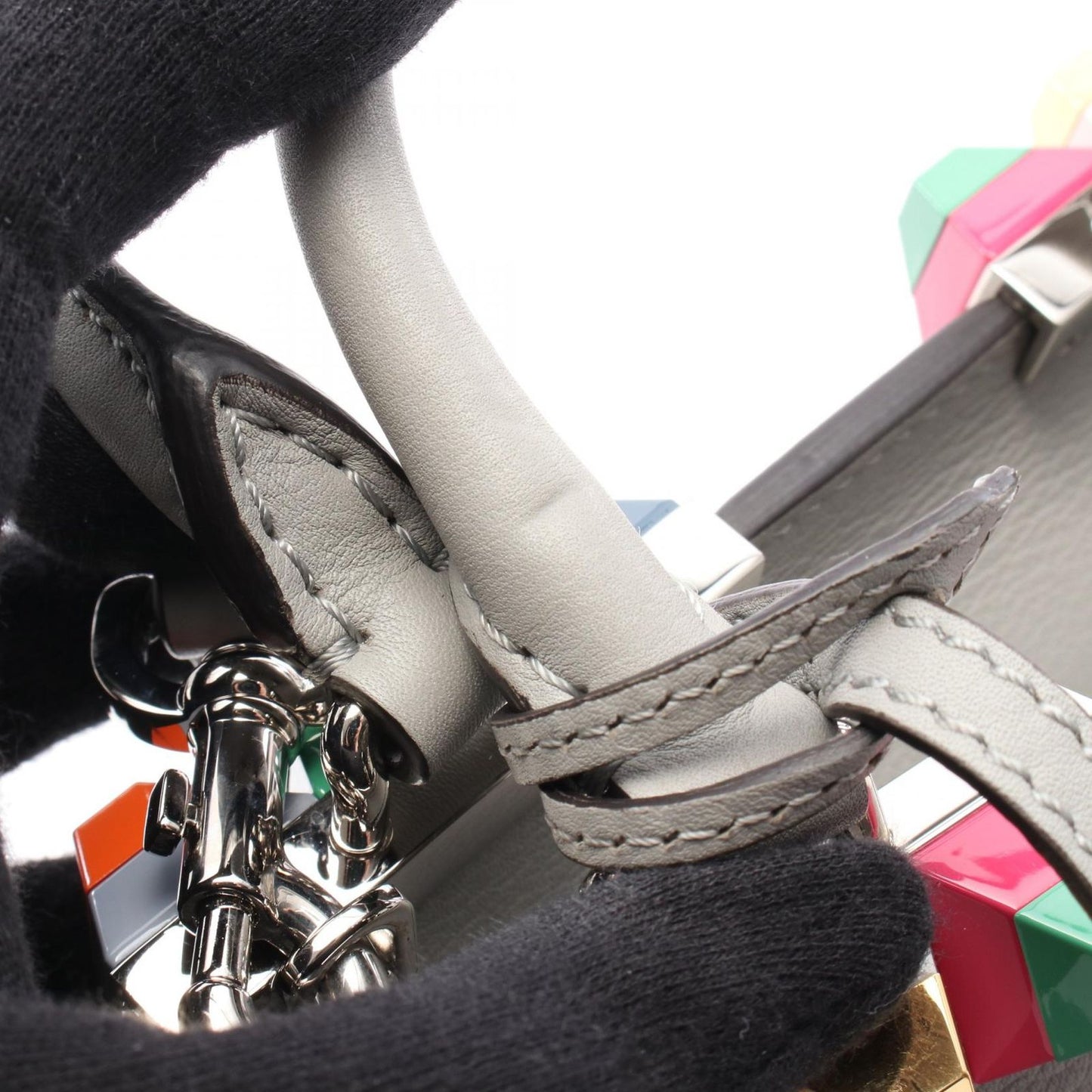 FENDI Mini Trois Jours Handbag in Gray Leather - Exquisite Craftsmanship