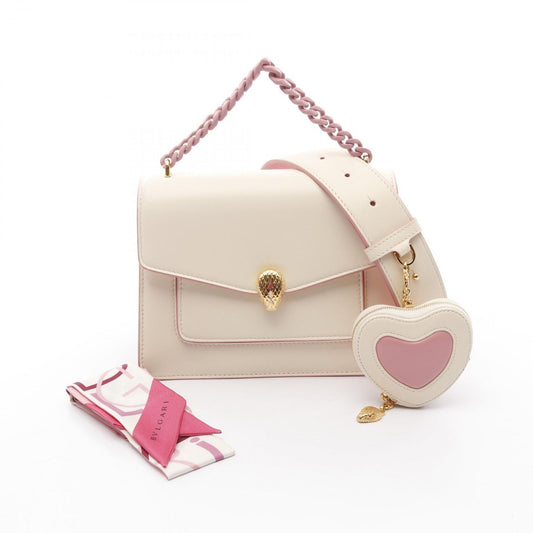 BVLGARI Serpenti Forever Off-White/Pink Leather Handbag