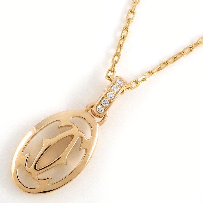 Cartier Double C Logo Necklace in K18 Pink Gold with Diamonds
