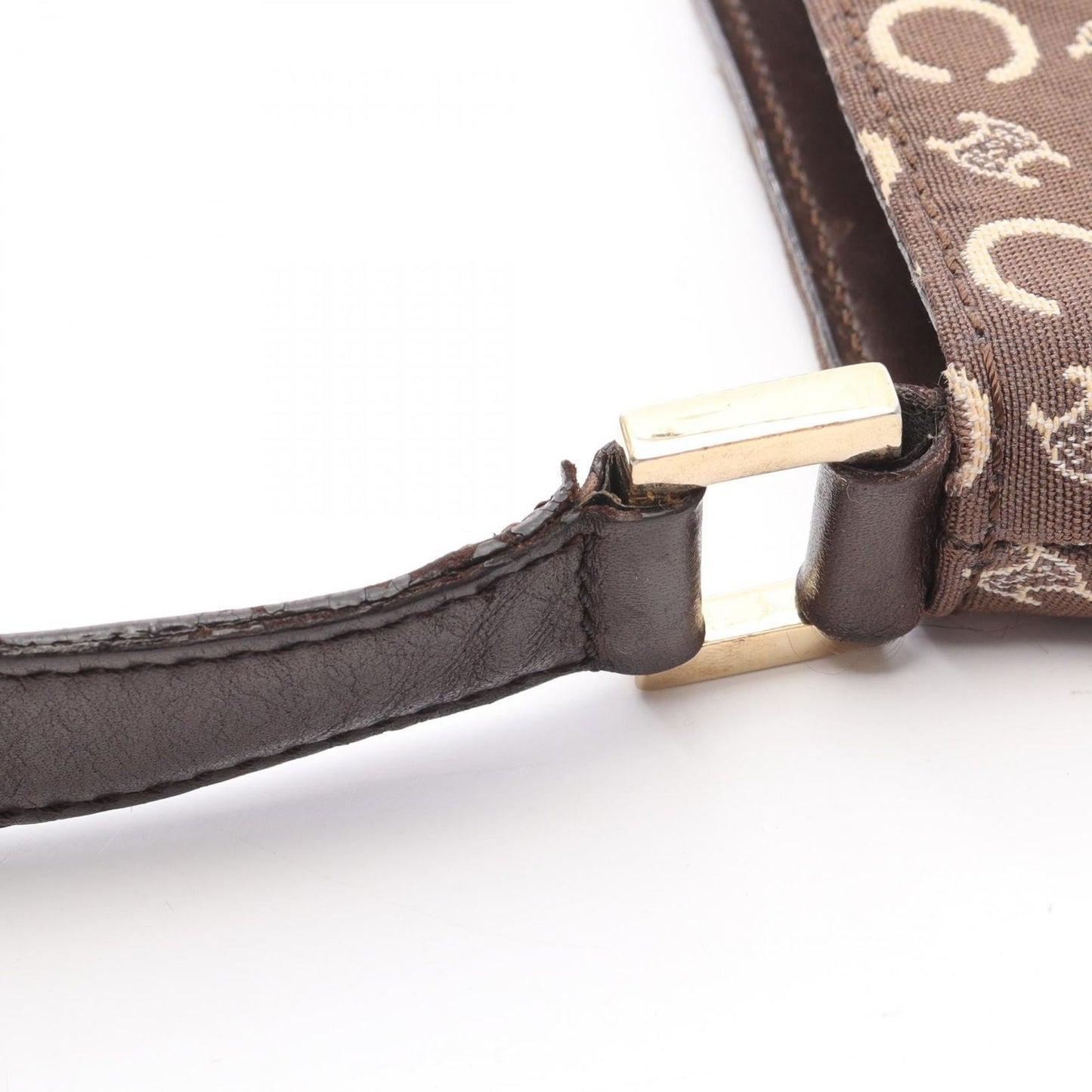 CELINE C Macadam Brown Canvas & Leather Shoulder Bag