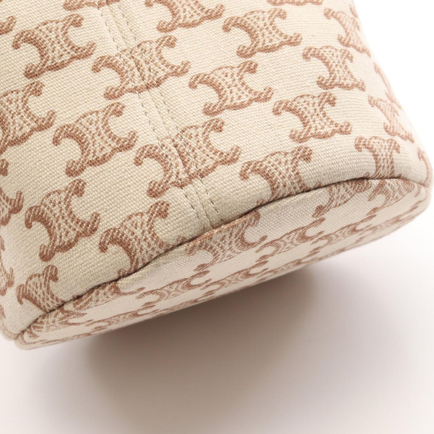 CELINE Teen Drawstring Triumph Handbag in Beige/Brown Canvas & Leather