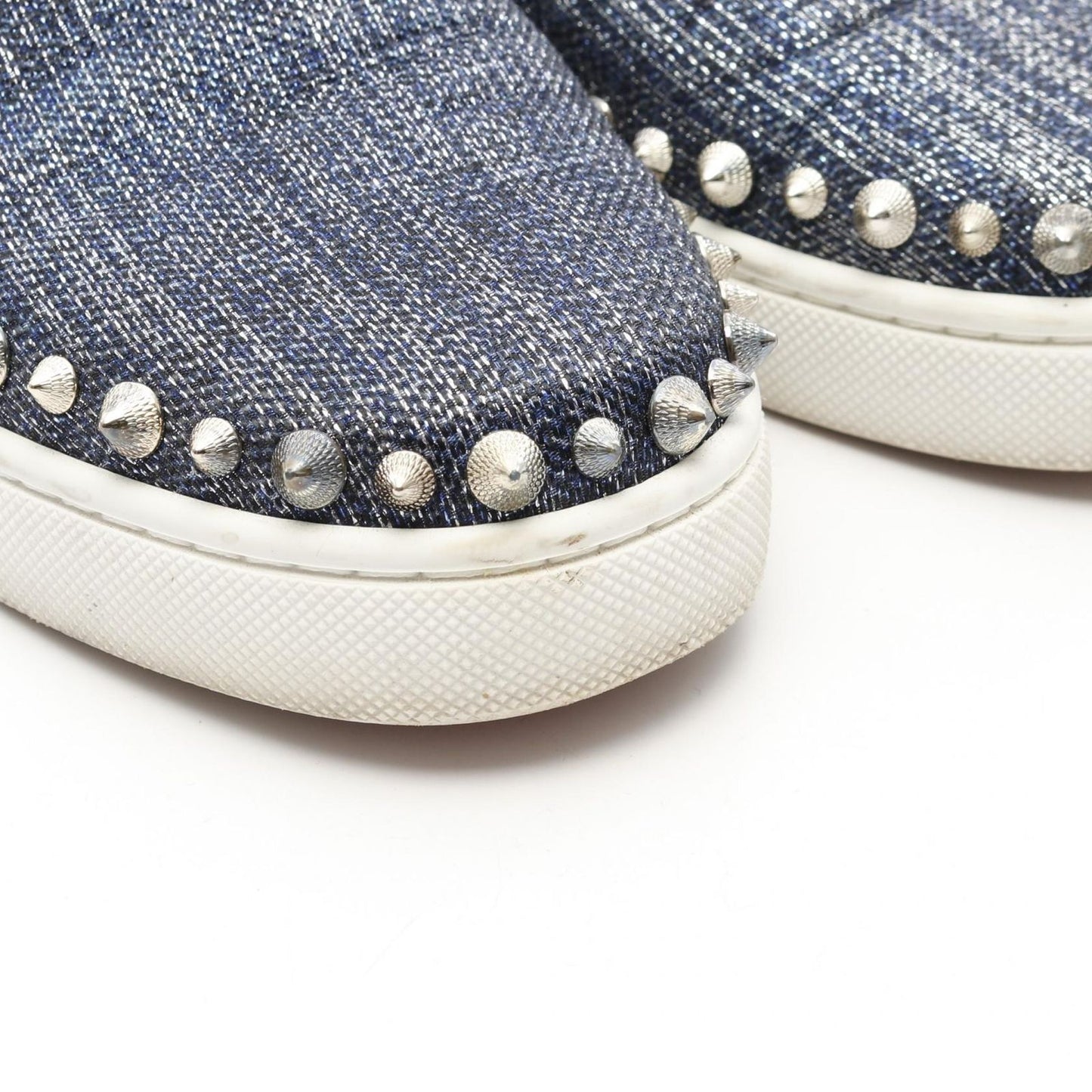 Christian Louboutin Blue Canvas Slip-On Sneakers - Size 35.5