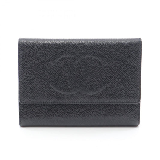 CHANEL Coco Mark Black Leather Tri-Fold Wallet - Exquisite Craftsmanship