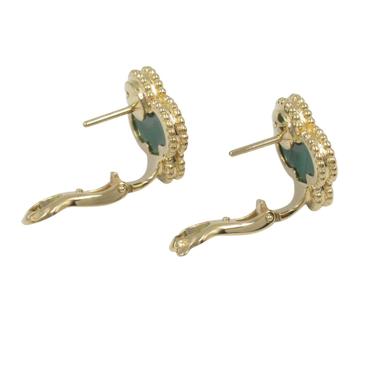 Van Cleef & Arpels Vintage Alhambra Malachite Earrings in Yellow Gold