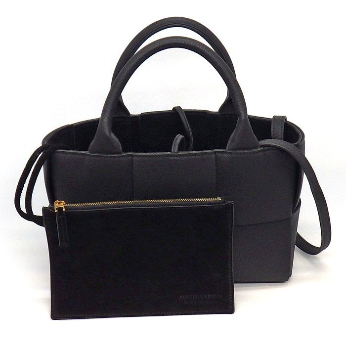 Bottega Veneta Mini Arco Tote in Black Lambskin with Gold Hardware