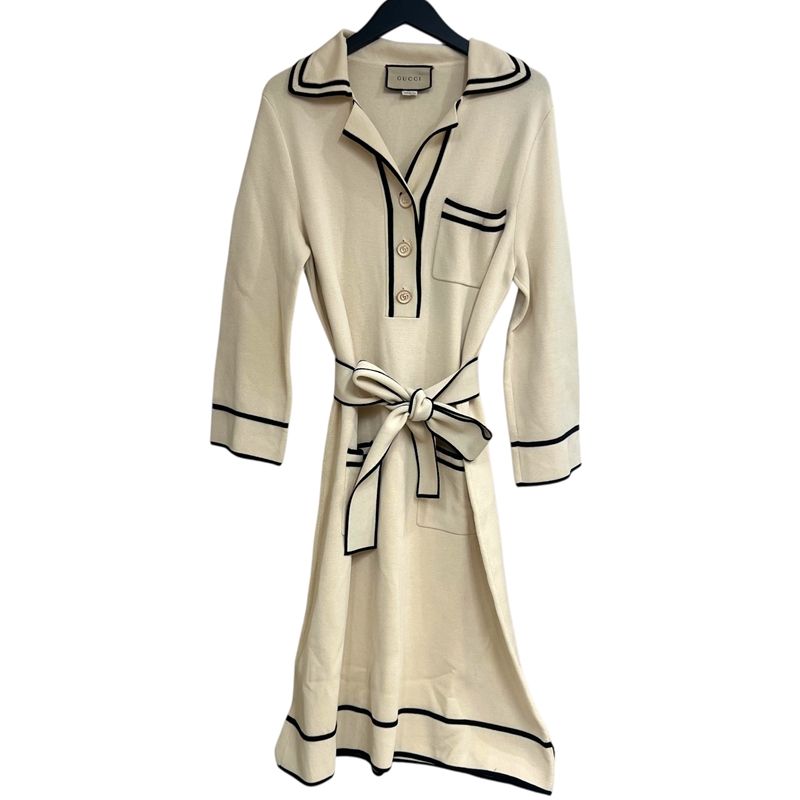 GUCCI Ivory Silk Blend Shirt Dress - Timeless Elegance