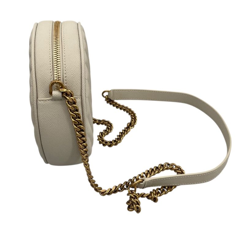SAINT LAURENT Ivory Vinyl Chain Shoulder Bag - Exquisite Craftsmanship