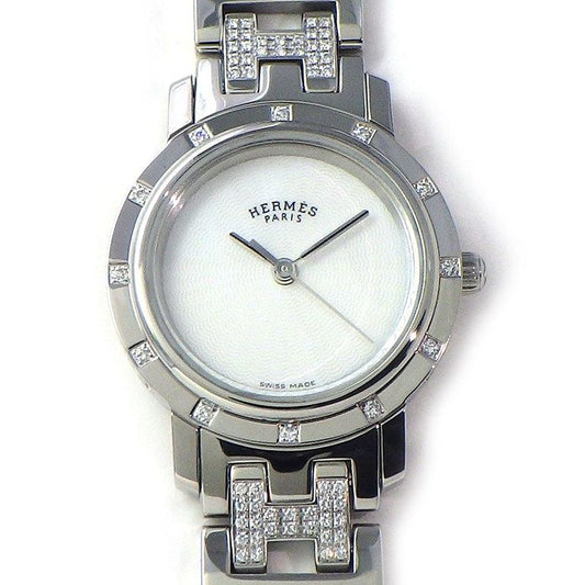 HERMES Clipper Nacre CL4.230 Diamond Bezel Quartz Watch