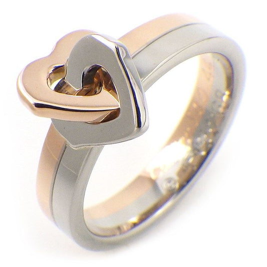 Cartier C2 Double Heart Pinky Ring in K18PG & K18WG - Size 4