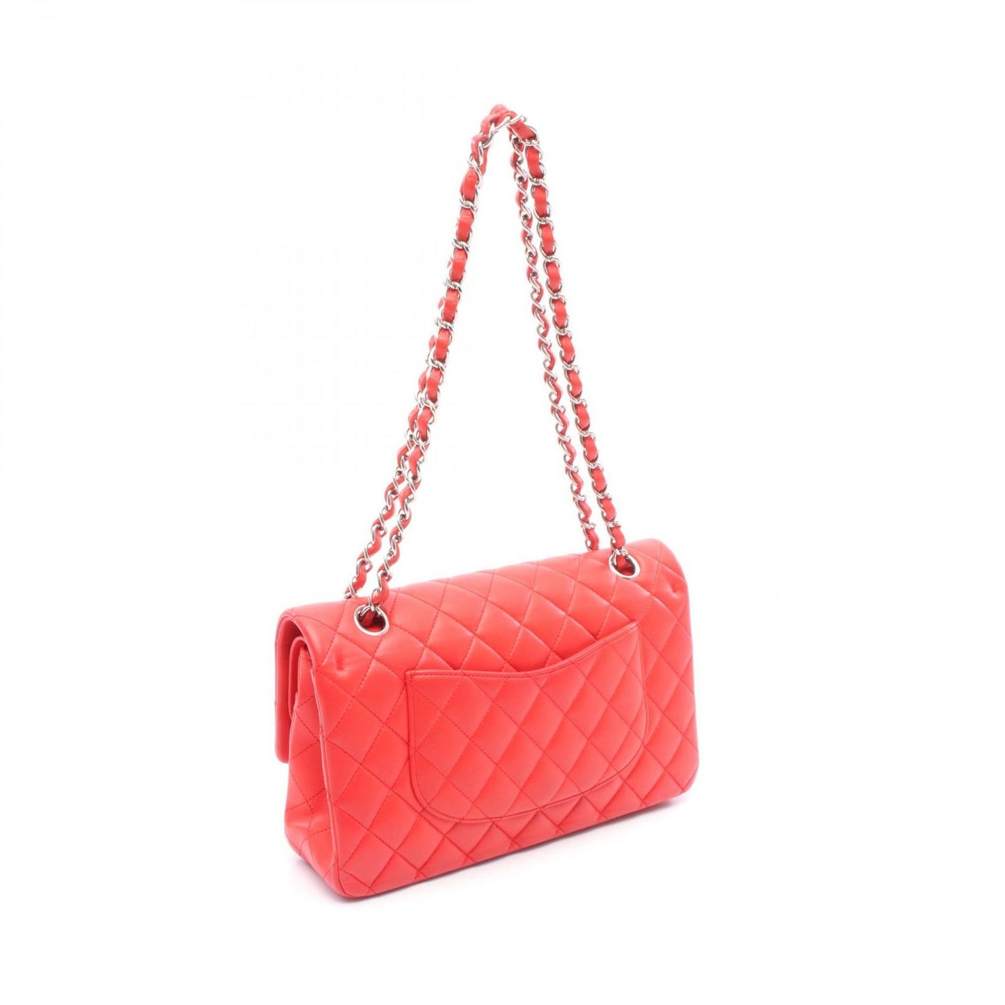 CHANEL Matelassé Double Flap Shoulder Bag in Red Leather