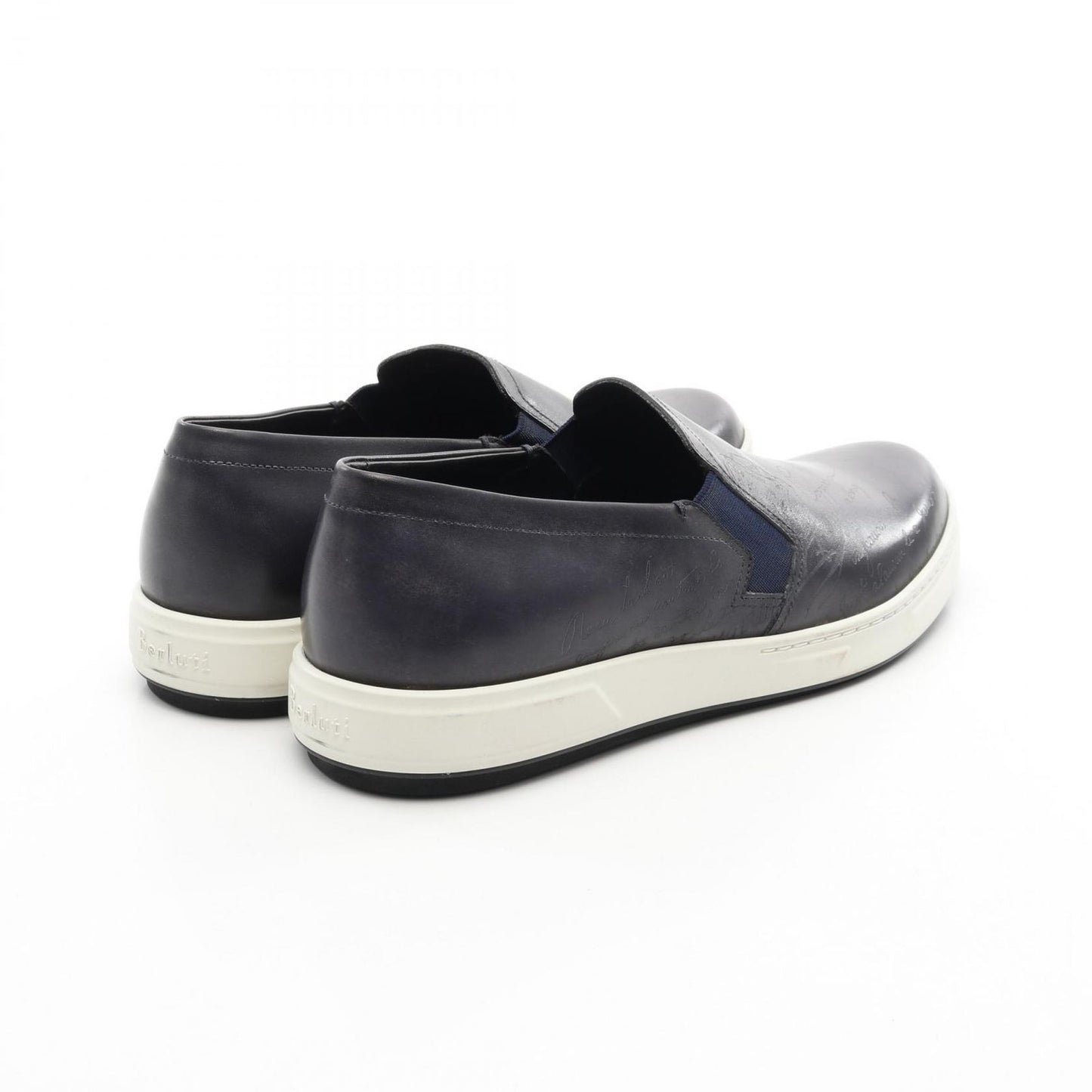 Berluti Navy Leather Slip-On Loafers - Exquisite Craftsmanship