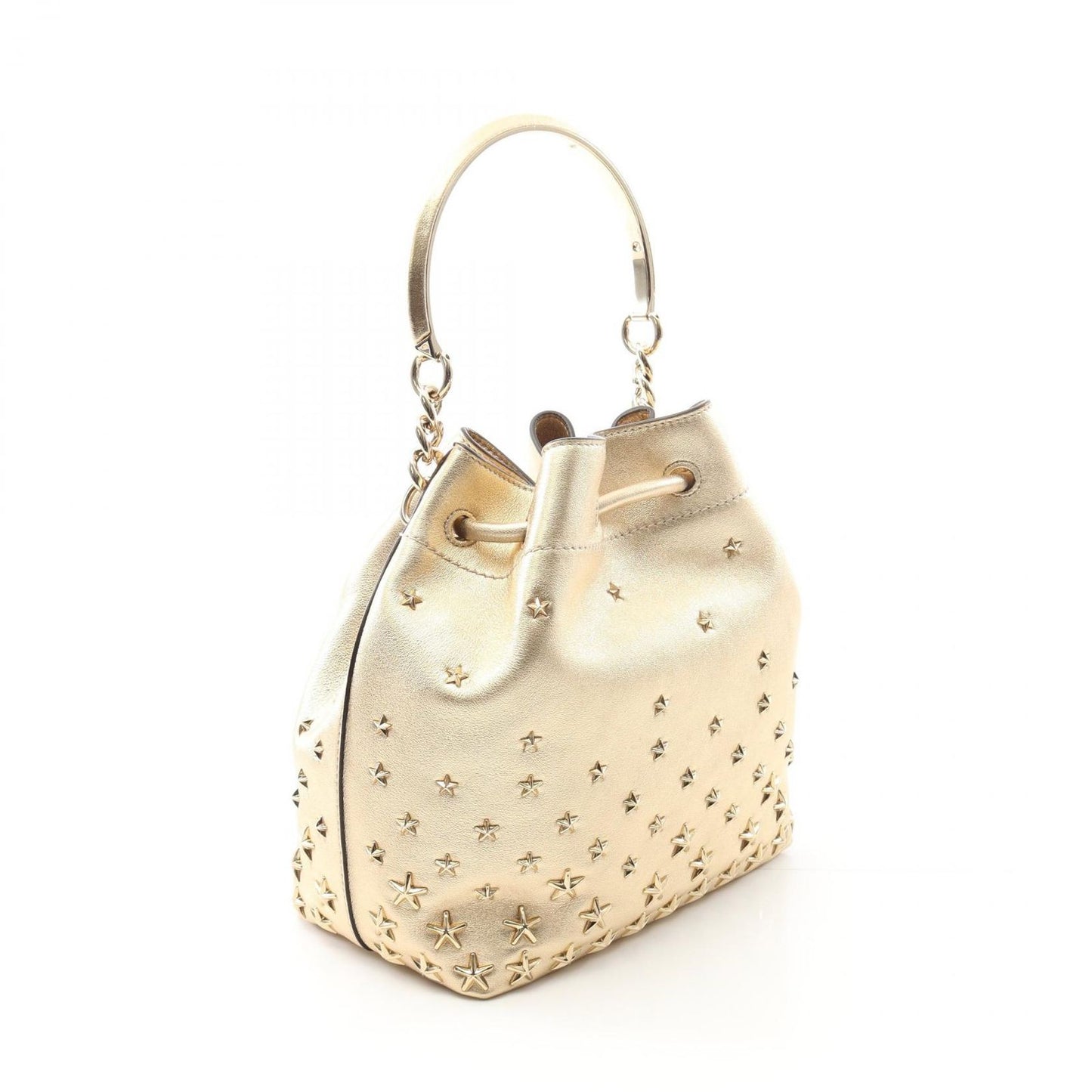 Jimmy Choo Gold Leather Bon Bon Bucket Handbag - Exquisite Craftsmanship