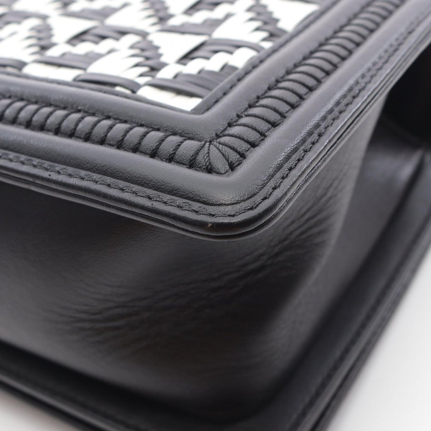 CHANEL Boy Bag in Black & White Lambskin - Timeless Elegance