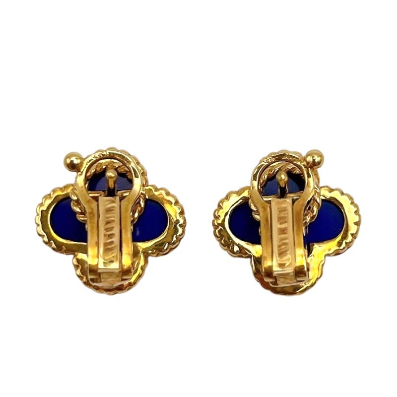 Van Cleef & Arpels Vintage Alhambra Earrings in K18 Gold & Lapis Lazuli