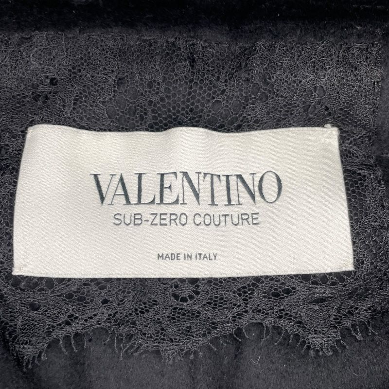 Valentino Sub-Zero Lace Long Down Coat - Black, Size 42