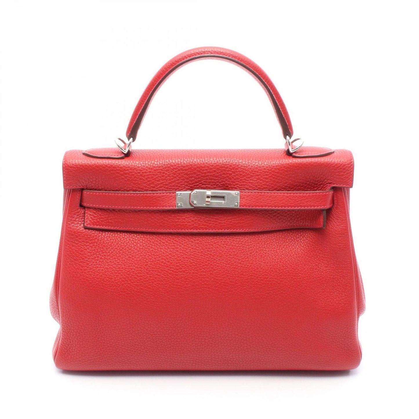 HERMES Kelly 32 Handbag in Vermilion Leather - Timeless Elegance