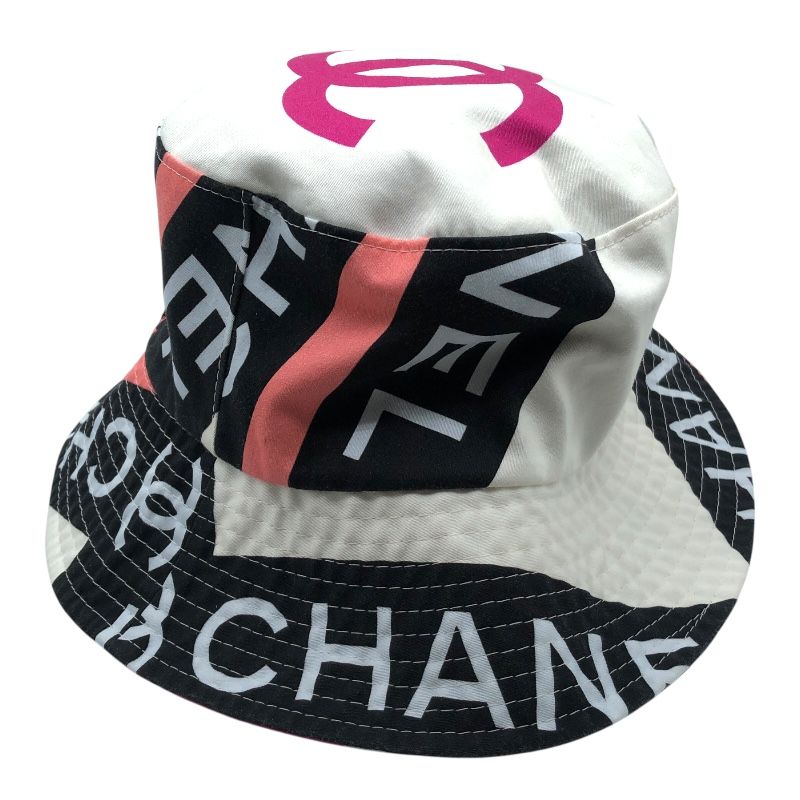 CHANEL Coco Mark Pattern Bucket Hat in Black, White & Pink