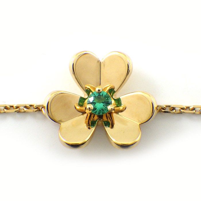 Van Cleef & Arpels Frivole Mini Bracelet with Emerald in 18K Yellow Gold