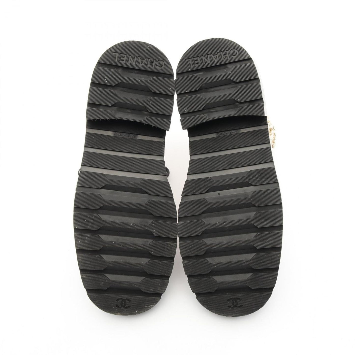 CHANEL Matelassé Short Boots in White & Black Leather - Size 36.5C