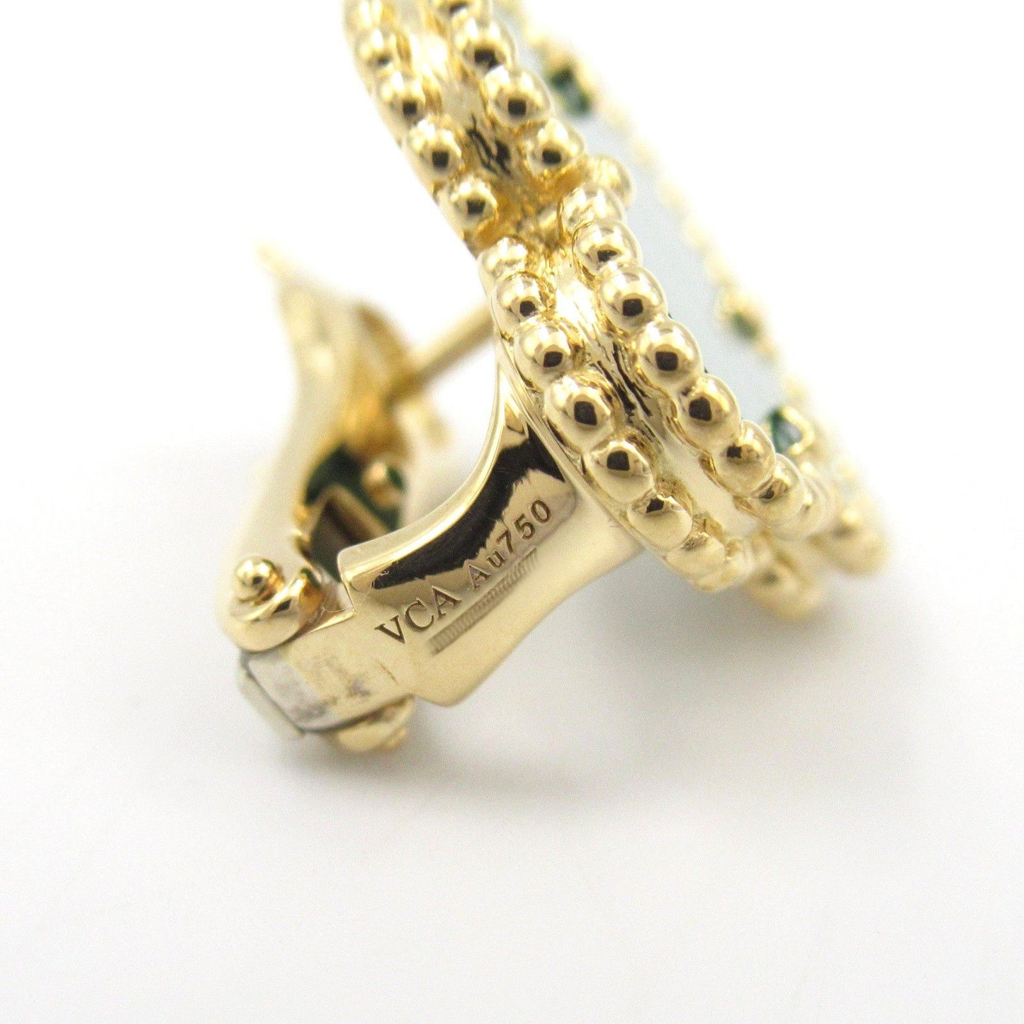 Van Cleef & Arpels Vintage Alhambra Malachite Earrings in Yellow Gold