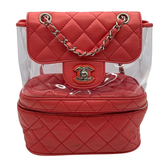 CHANEL A57826 Pink Calfskin Backpack with Silver Hardware