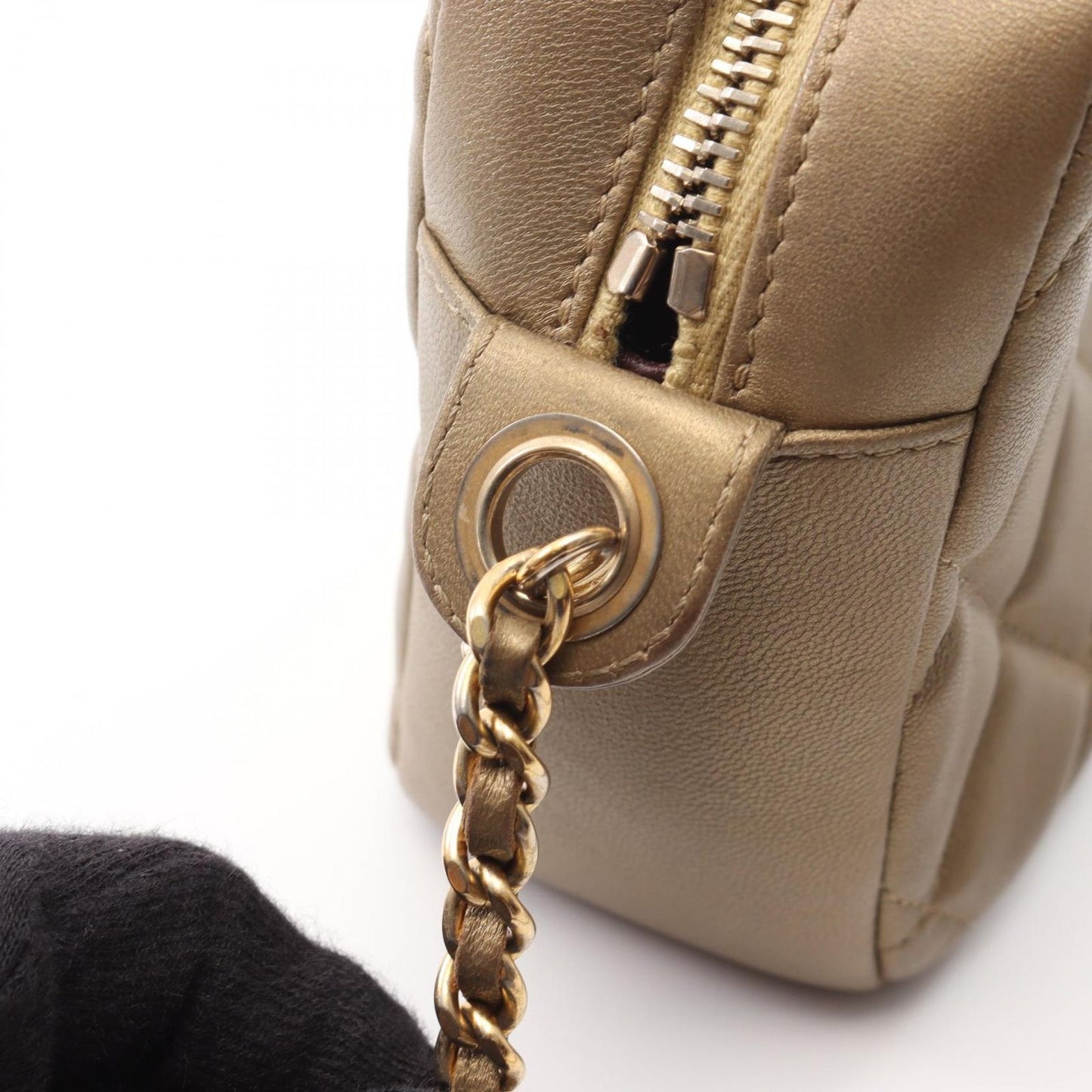CHANEL Matelassé Camera Bag in Gold Lambskin - Exquisite Luxury
