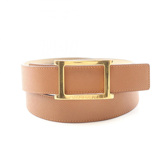 BVLGARI Brown Leather Belt with Gold Accents - Timeless Elegance