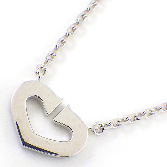 Cartier C Heart Pave Diamond Necklace in 18K White Gold