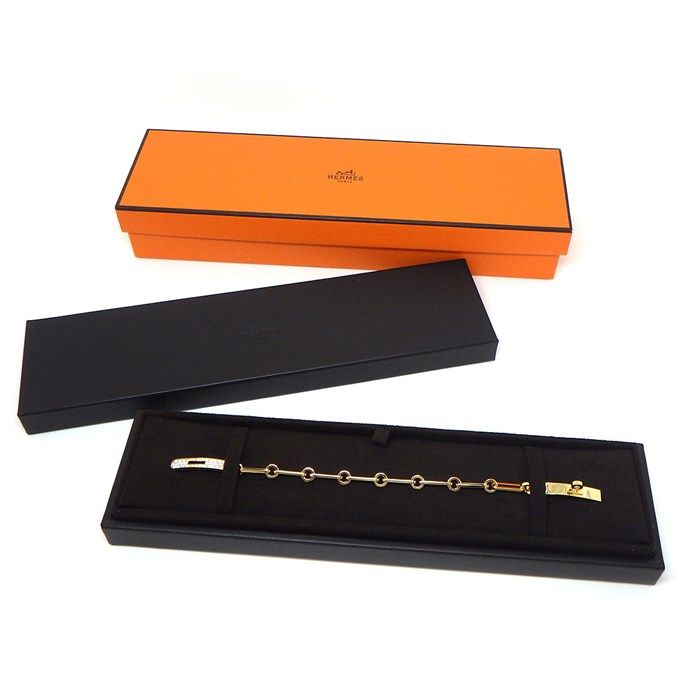 HERMES Kelly Clasp Motif Diamond Bracelet in K18YG