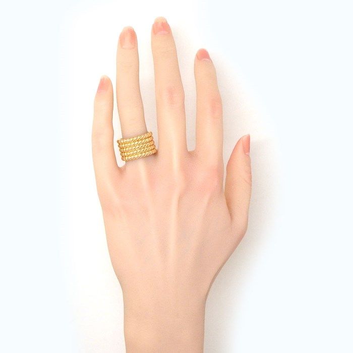 Van Cleef & Arpels Perlée Gold Pearl Ring in K18 Pink Gold - Size 14